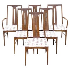 Vintage Mid Century Modern Sculpted Walnut Dining Room Chairs - Set of 6