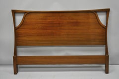 Vintage Mid-Century Modern Sculpted Walnut Full Size Bed Frame