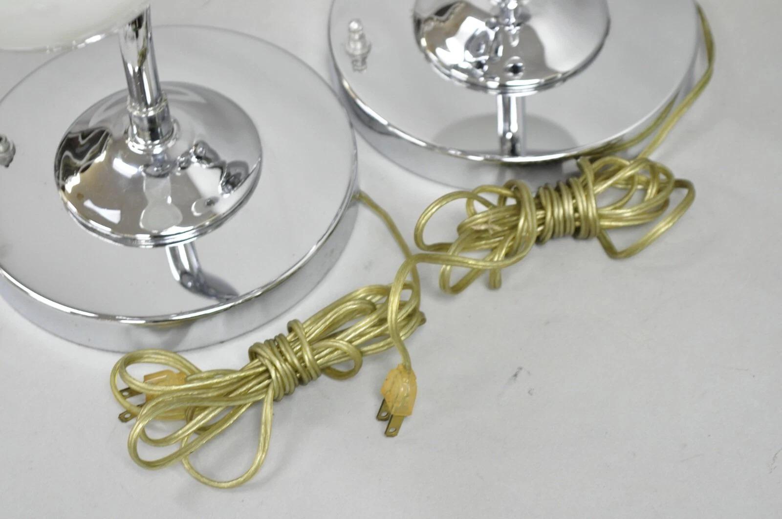 Vintage Mid Century Modern Sculptural Chrome Orb 3 Light Table Lamp - a Pair For Sale 3