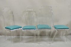 Ensemble vintage de style « Mid-Century Modern » composé d'une table de salle à manger sculpturale en Lucite et de 4 chaises – ensemble de 5 pièces