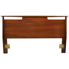 Vintage Mid-Century Modern Sculptural Sculpted Walnut Full Size Bed Headboard