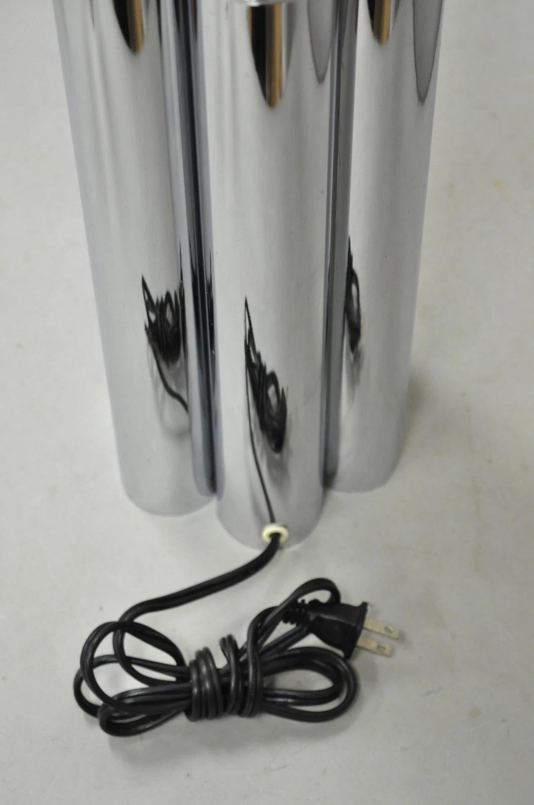 Vintage Mid Century Modern Sculptural Stacked Chrome Skyscraper Table Lamp For Sale 5
