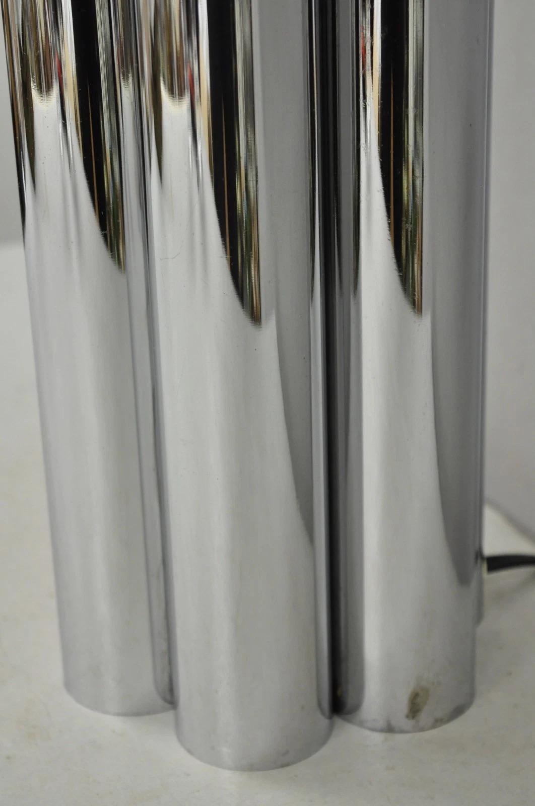 Vintage Mid Century Modern Sculptural Stacked Chrome Skyscraper Table Lamp For Sale 4
