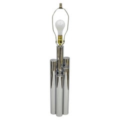 Vintage Mid Century Modern Sculptural Stacked Chrome Skyscraper Table Lamp
