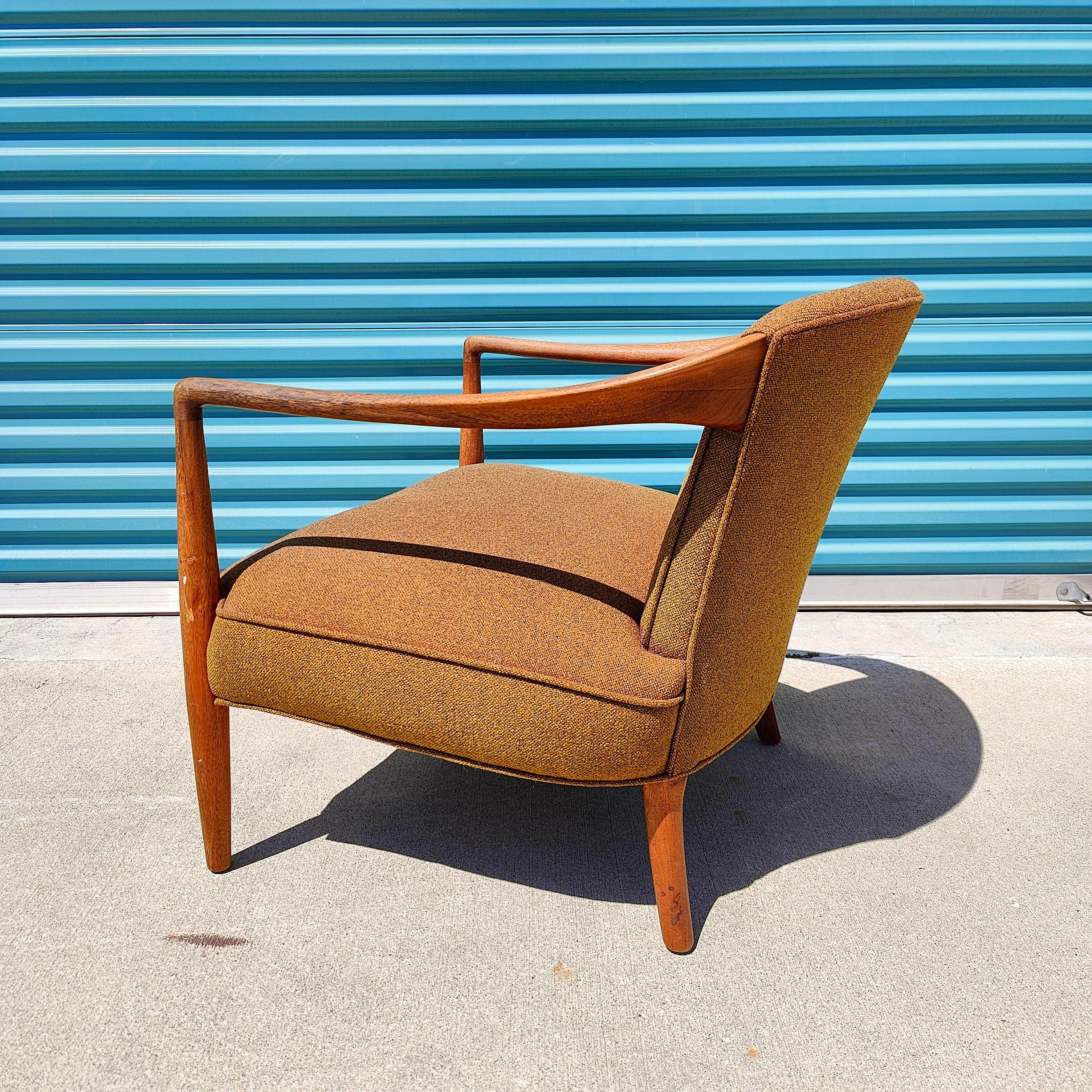 Just in, a sculptural walnut arm chair in original condition. Sleek and curvaceous. Unknown manufacturer but in the manner of, well, all the renowned Danish designers specifically Finn Juhl and Ib Kofod-Larsen. 27.5w x 23d x 27t with a seat height