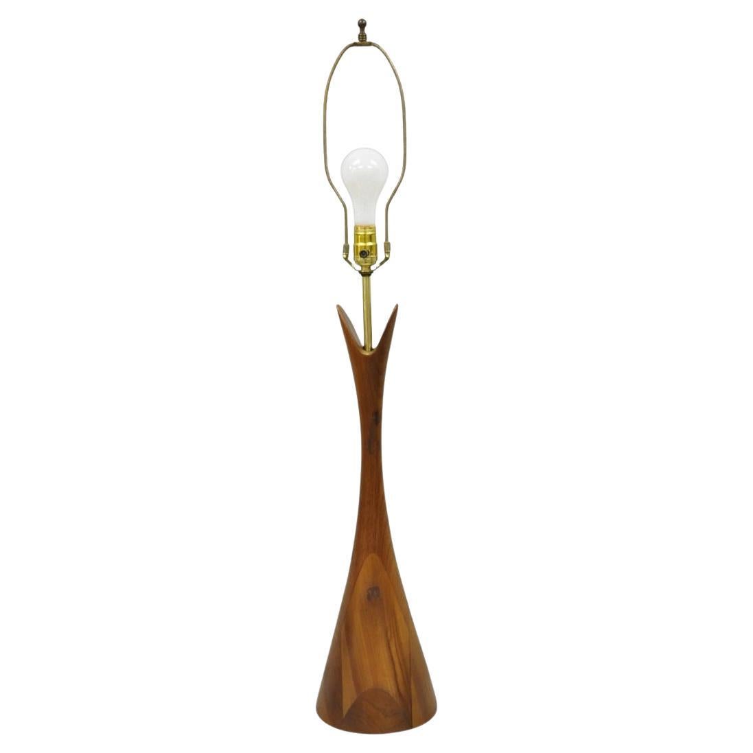 Vintage Mid Century Modern Sculptural Walnut Table Lamp by Modernera Mfg Co For Sale