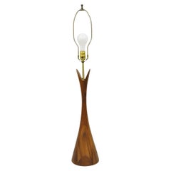 Vintage Mid Century Modern Sculptural Walnut Table Lamp by Modernera Mfg Co