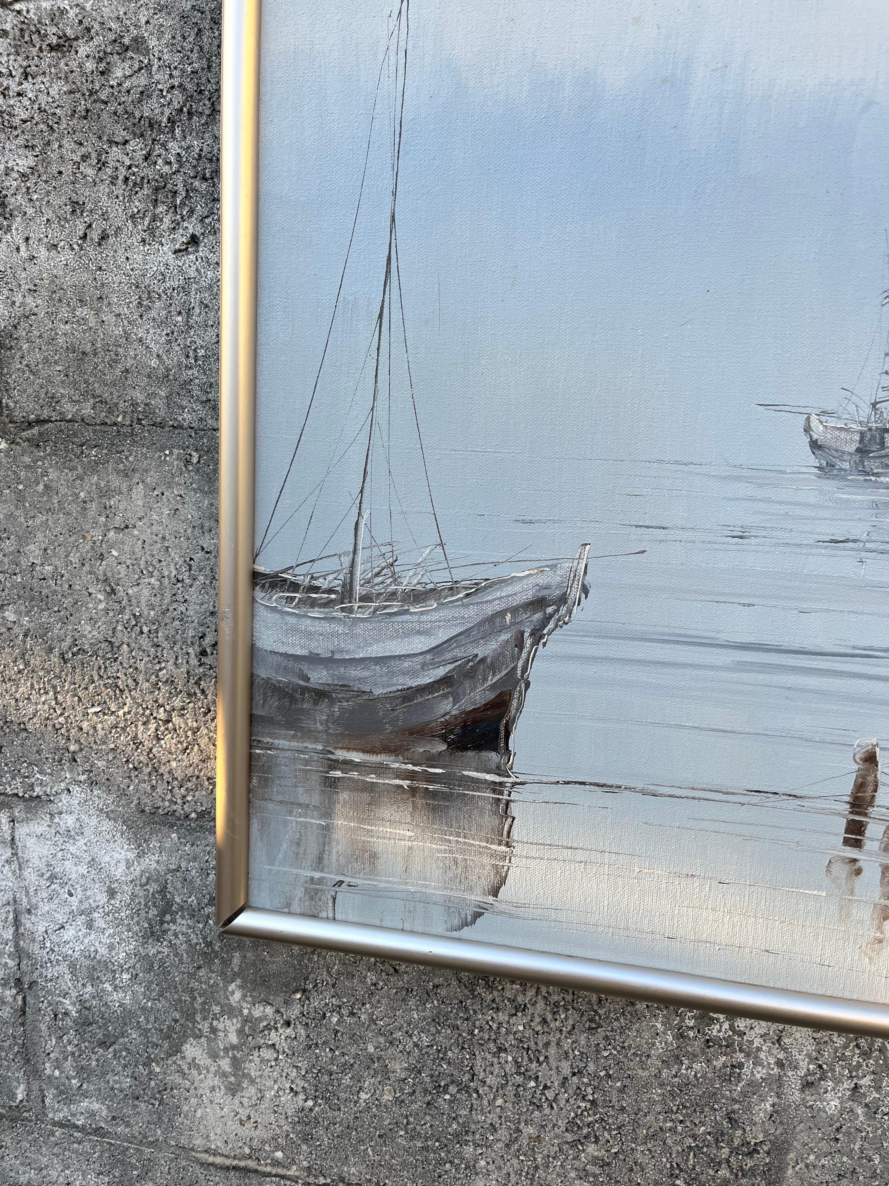 Peinture à l'huile moderne du milieu du siècle dernier, signée par l'artiste C 1950. I.C. en vente 5