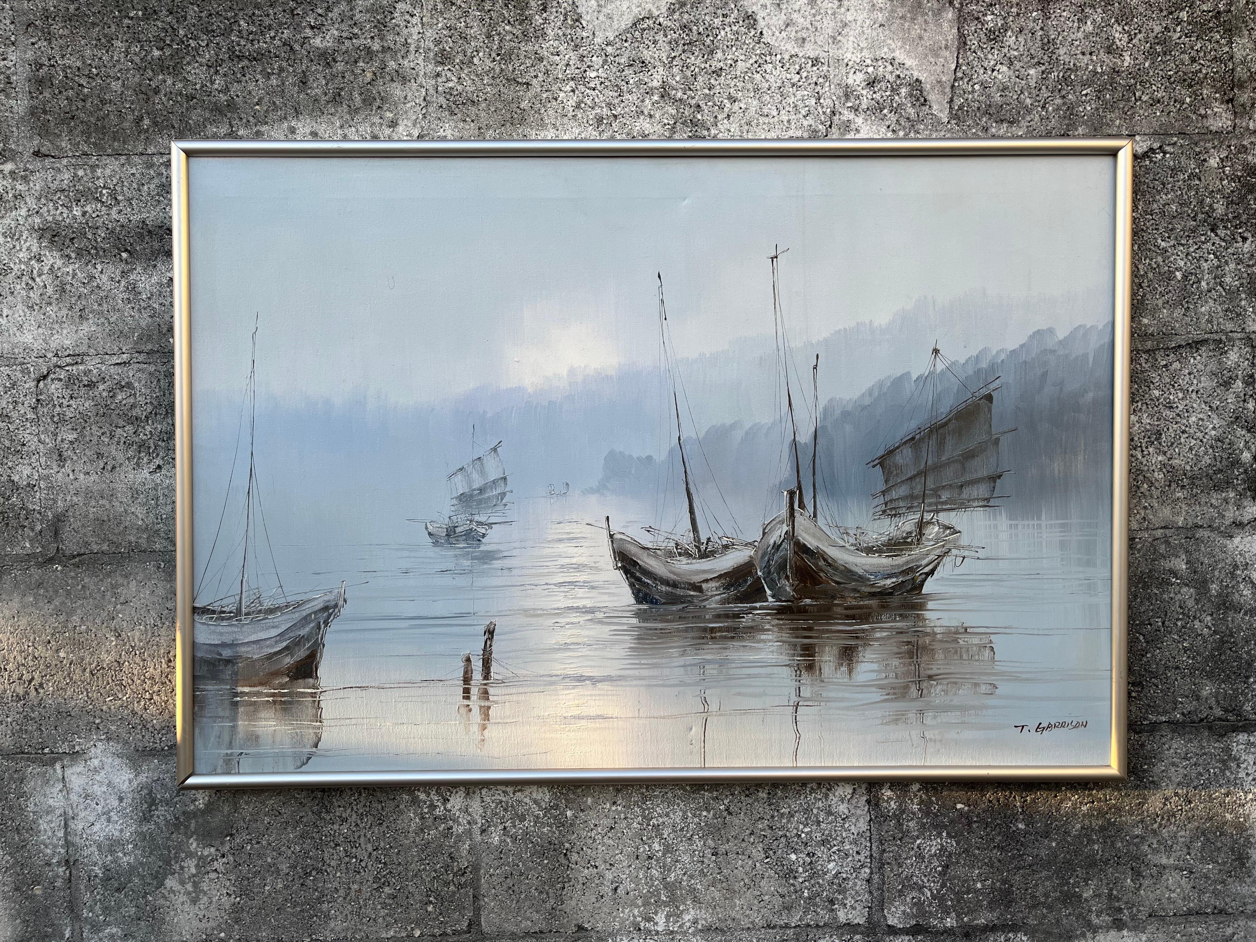 Peinture à l'huile moderne du milieu du siècle dernier, signée par l'artiste C 1950. I.C. en vente 9