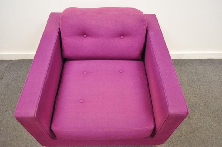 Vintage Mid-Century Modern Selig Cube Lounge Armchair and Ottoman Baughman Style For Sale at 1stdibs