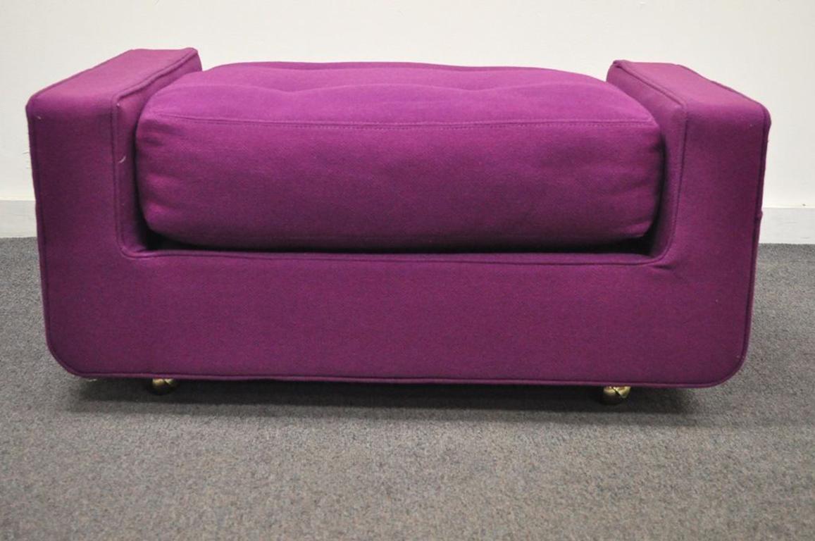 Fabric Vintage Mid-Century Modern Selig Cube Lounge Armchair and Ottoman Baughman Style
