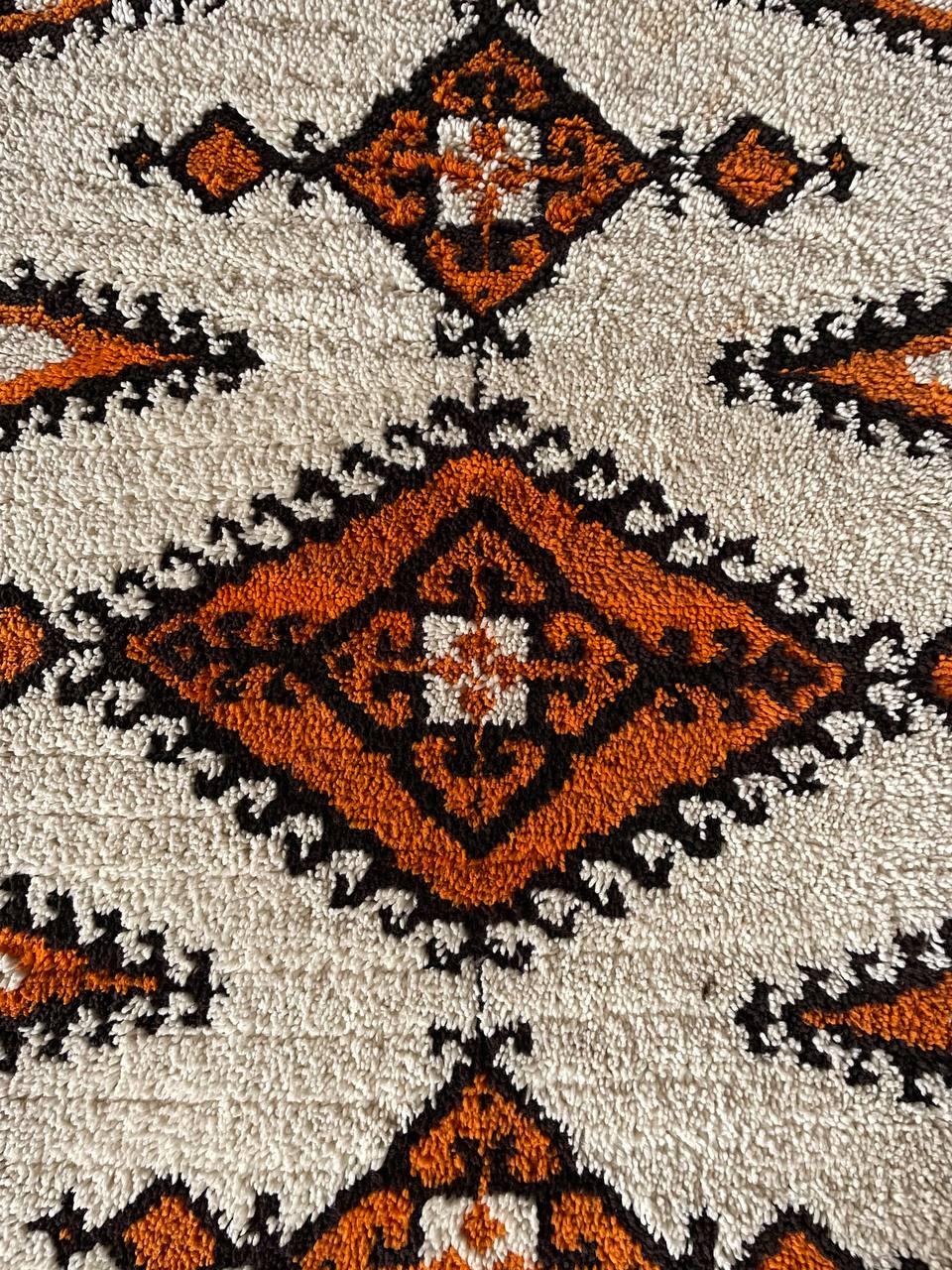 Vintage Mid-Century Modern Shag Rug w/ Geometric Tribal Pattern 3