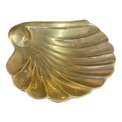 Bandeja Vintage Mid Century Modern Shell Tone Brass