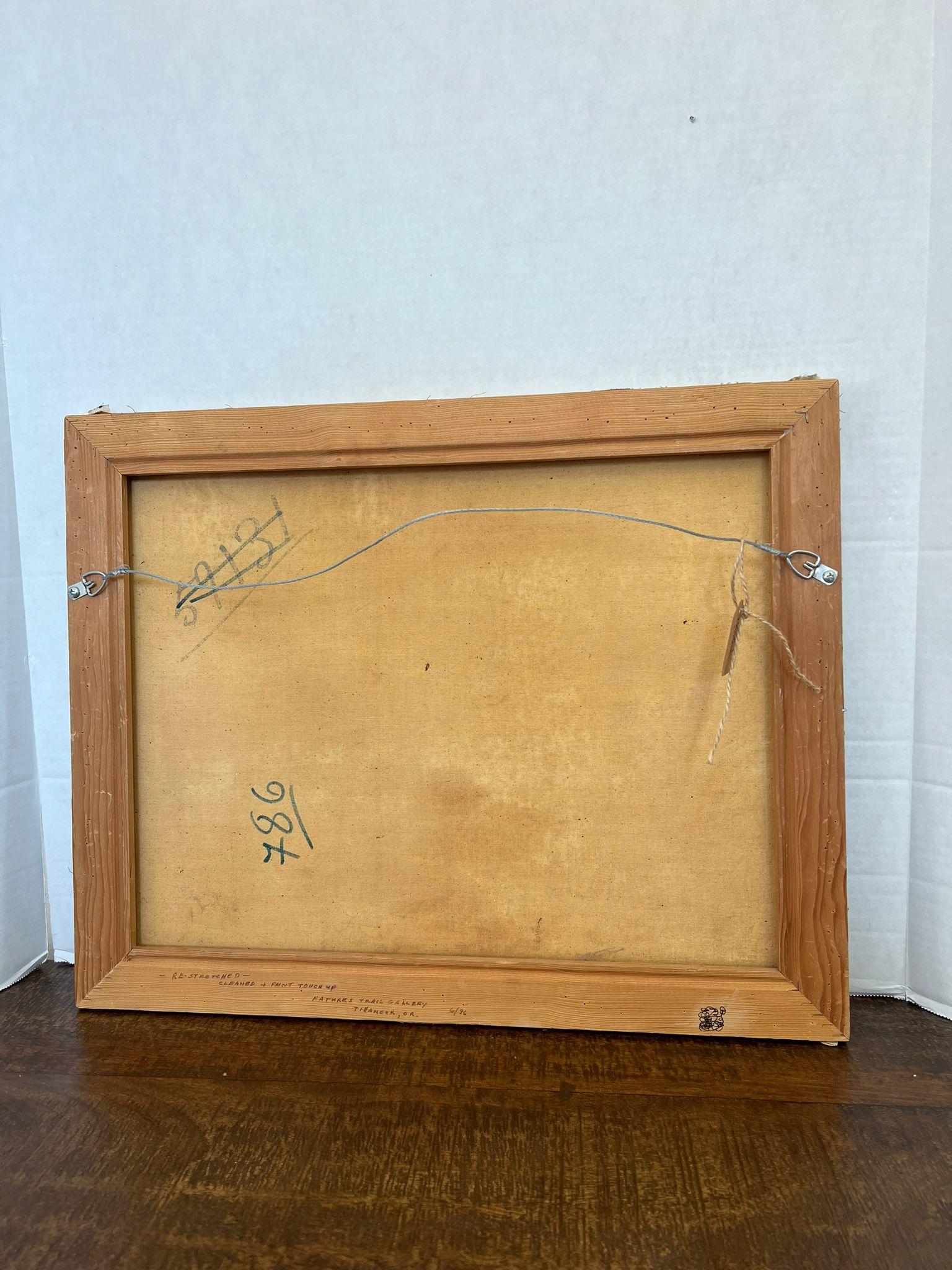 Vintage Mid Century Modern Firmado Bosque Escénico Pintura de la Naturaleza sobre Lienzo. en venta 3