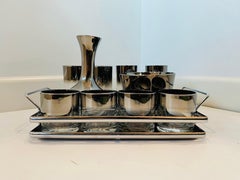 Vintage Mid-Century Modern Silver Fade Barware Set Dorothy Thorpe (18 pieces)