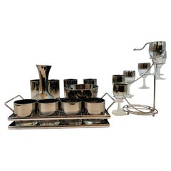 Vintage Mid-Century Modern Silver Fade Barware Set Dorothy Thorpe (18 pieces)
