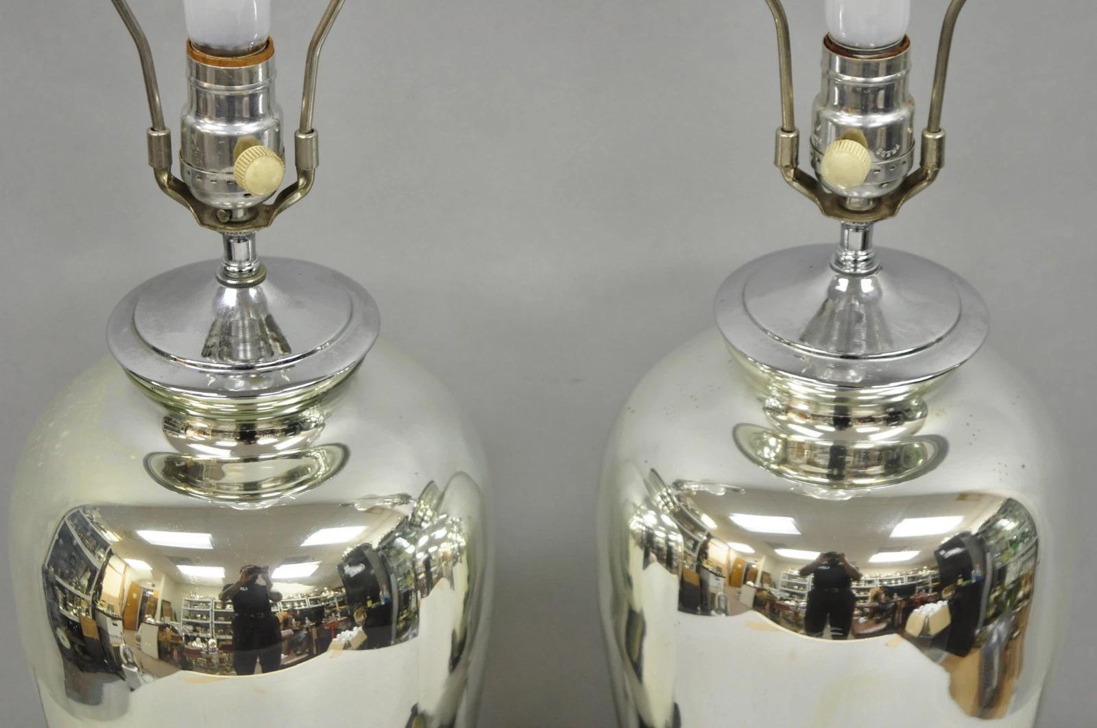 Pareja de lámparas de sobremesa vintage de cristal de mercurio plateado de mediados del siglo XX Desconocido en venta