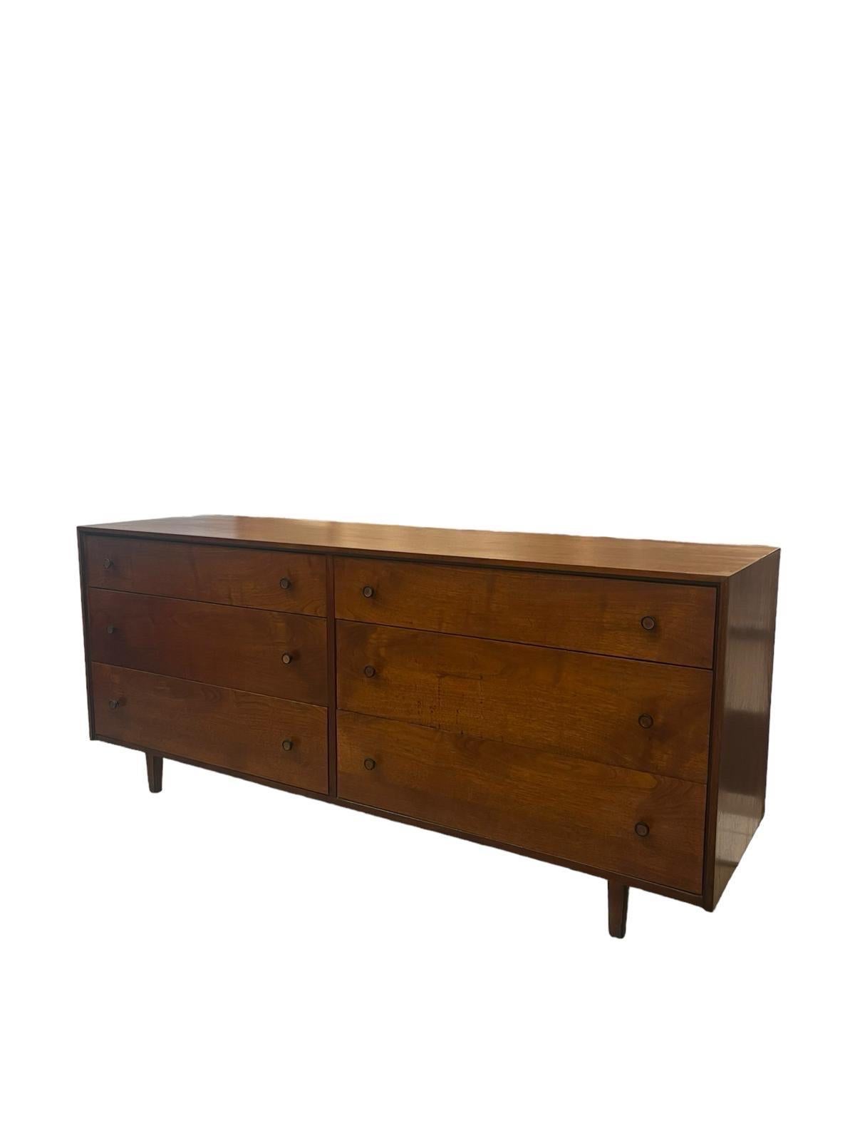 Mid-Century Modern Vintage Mid Century Modern Six Drawer Lowboy Dresser. For Sale