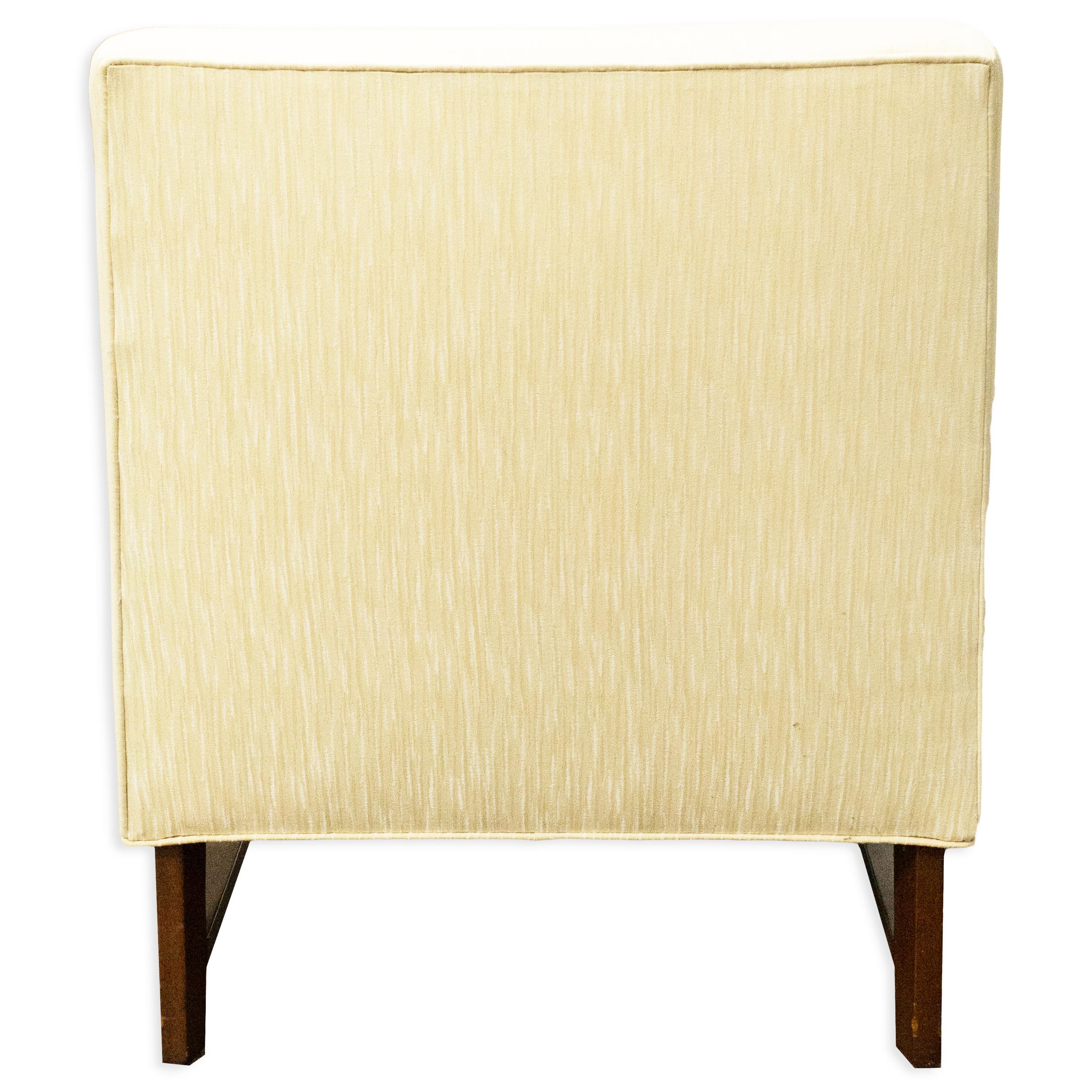 American Vintage Mid Century Modern Slipper Chair in Style of Edward Wormley Beige Fabric For Sale