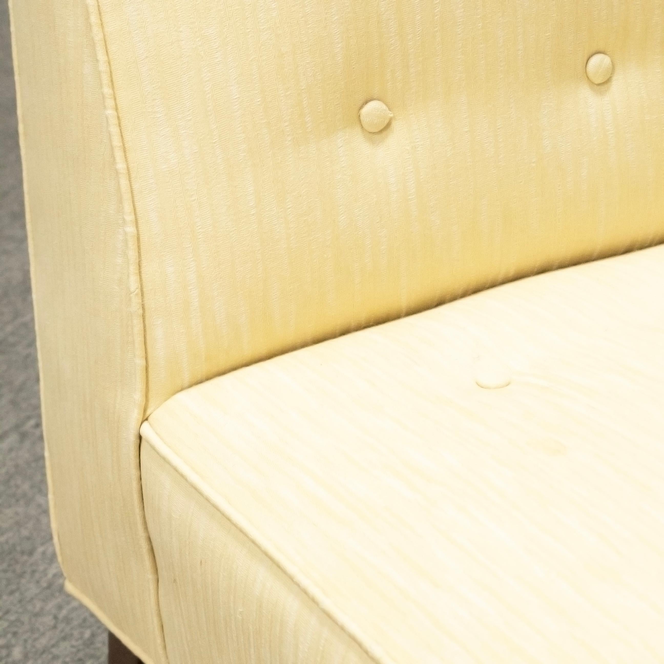 Vintage Mid Century Modern Slipper Chair in Style of Edward Wormley Beige Fabric In Good Condition For Sale In Keego Harbor, MI