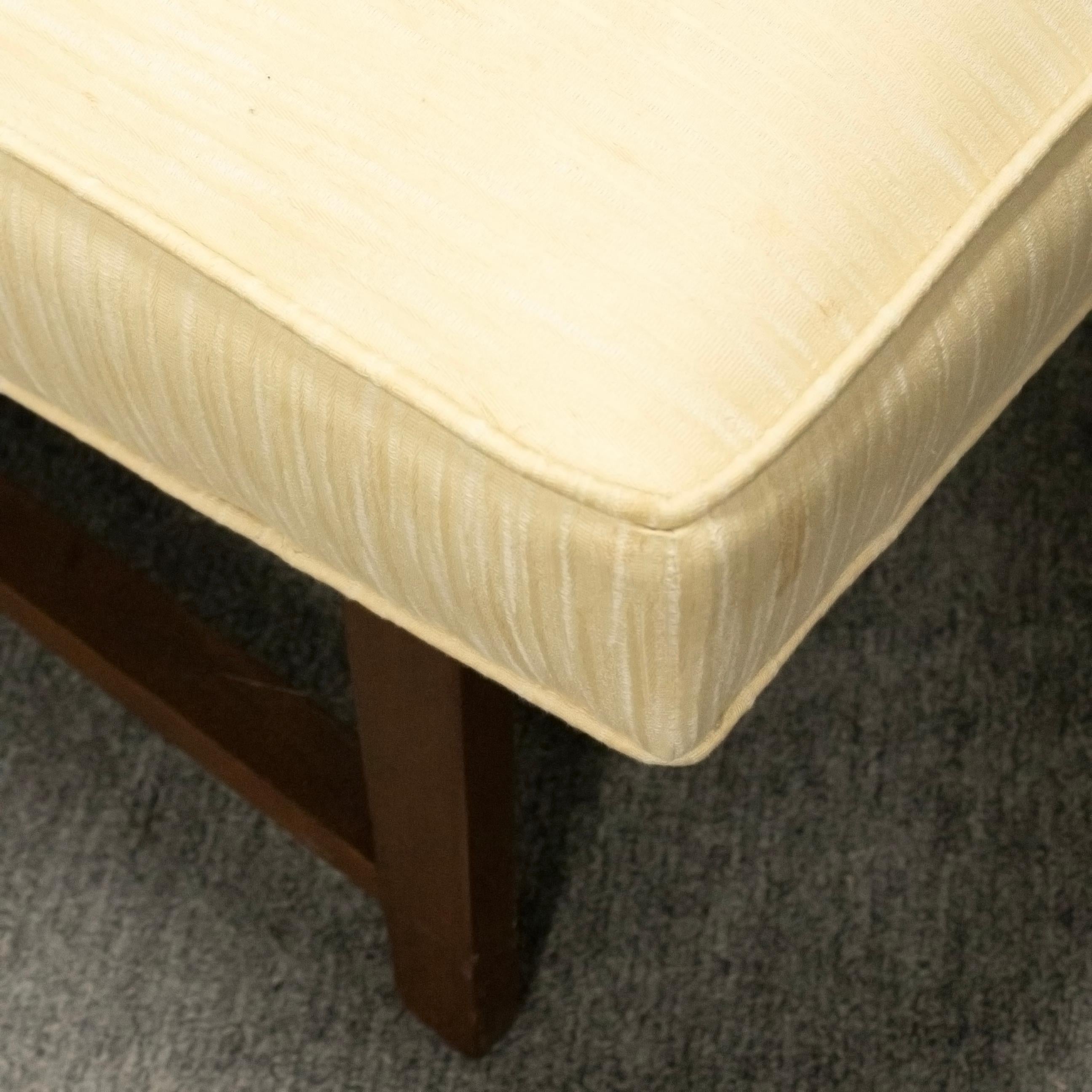 20th Century Vintage Mid Century Modern Slipper Chair in Style of Edward Wormley Beige Fabric For Sale