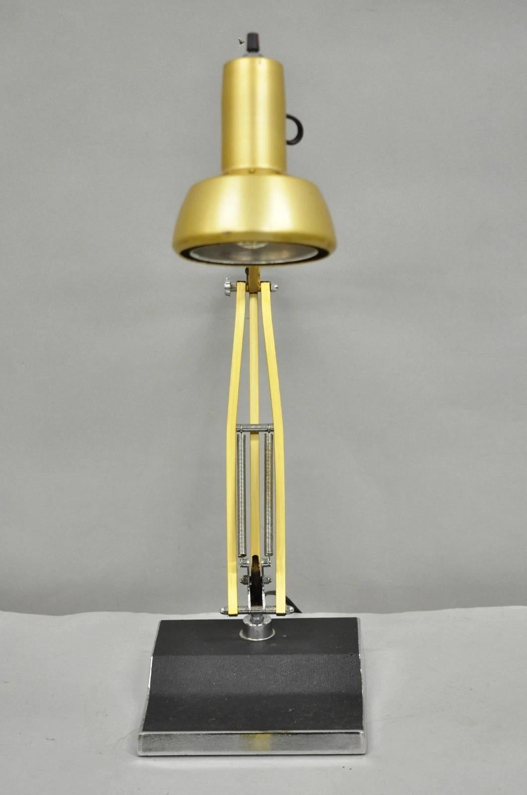 Unknown Vintage Mid Century Modern Small Brass Architects Drafting Desk Lamp by Electrix For Sale