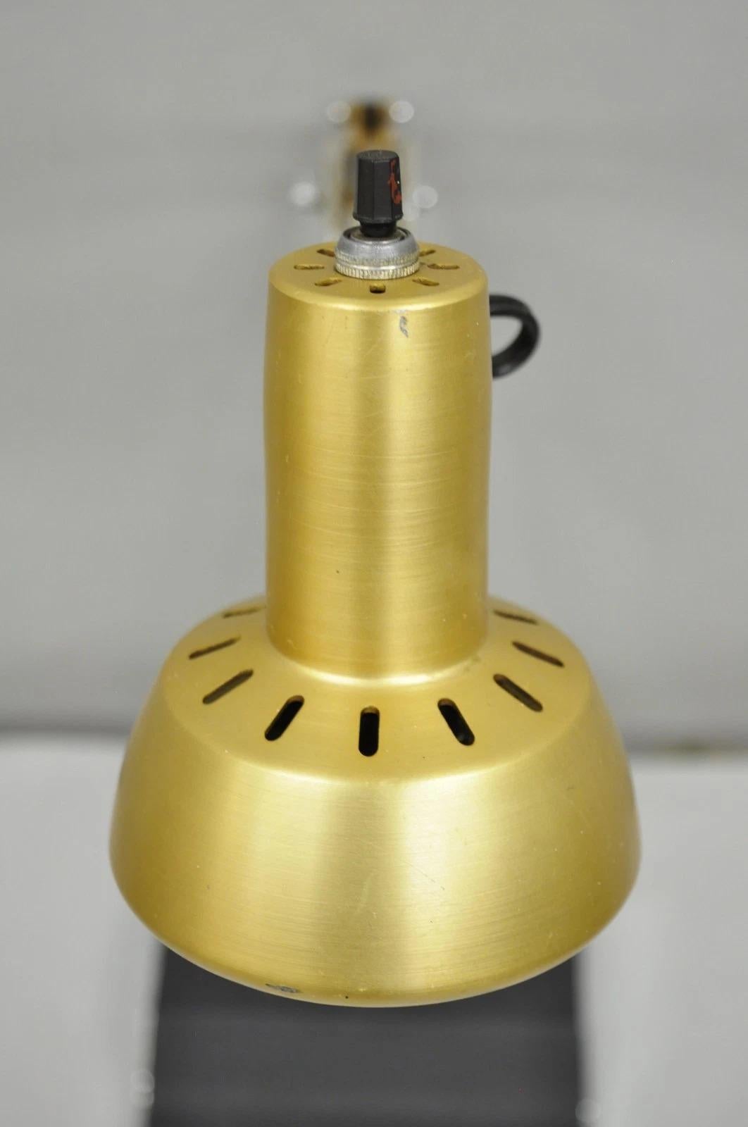 Vintage Mid Century Modern Small Brass Architects Drafting Desk Lamp by Electrix In Good Condition For Sale In Philadelphia, PA