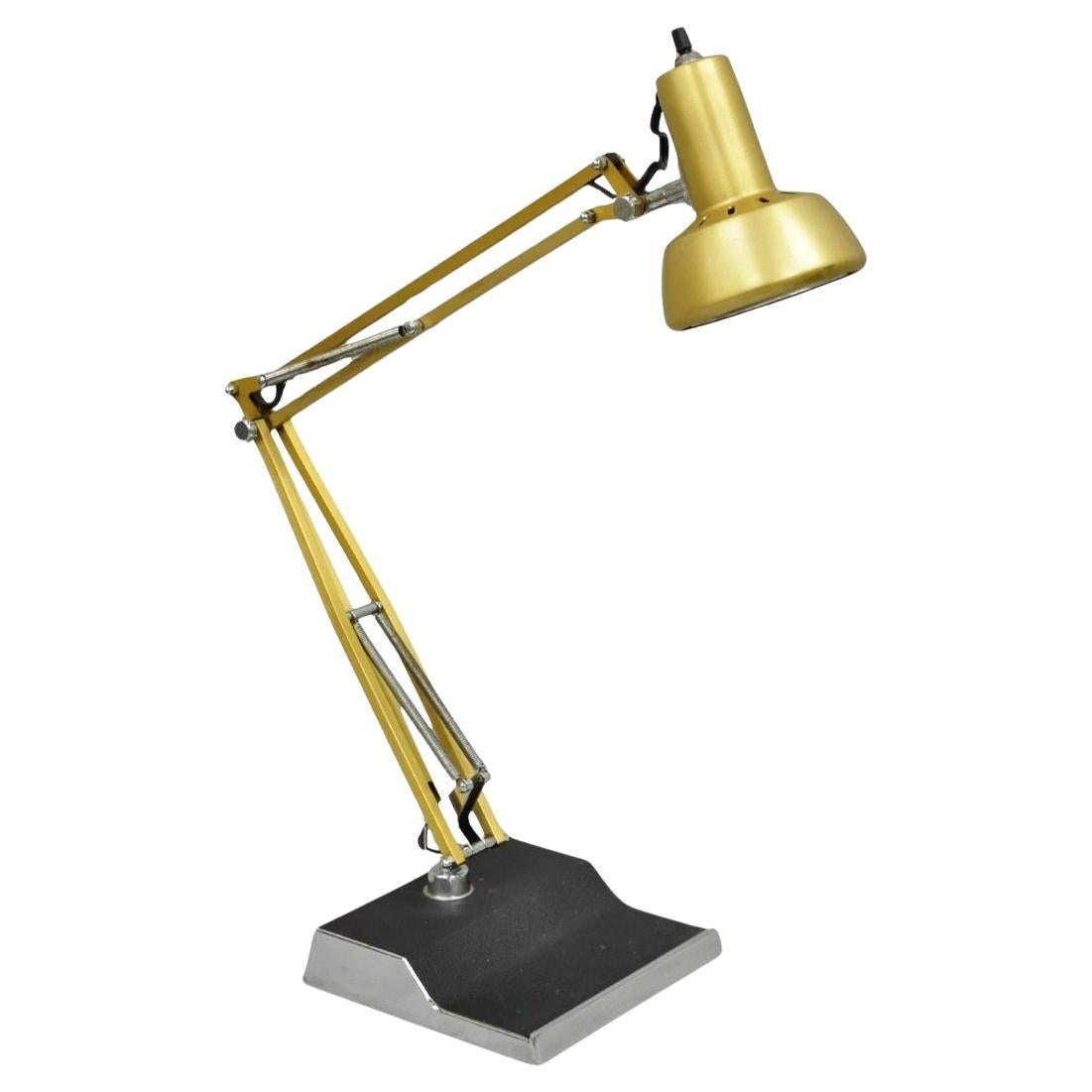 Vintage Mid Century Modern Small Brass Architects Drafting Desk Lamp by Electrix For Sale