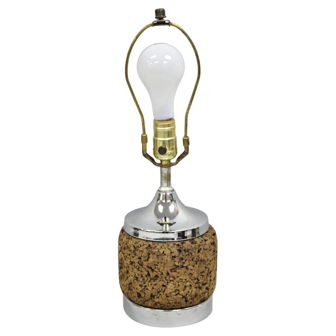 Kleine Mid-Century-Modern-Tischlampe aus Chrom und Kork, Space Age Retro, Space Age