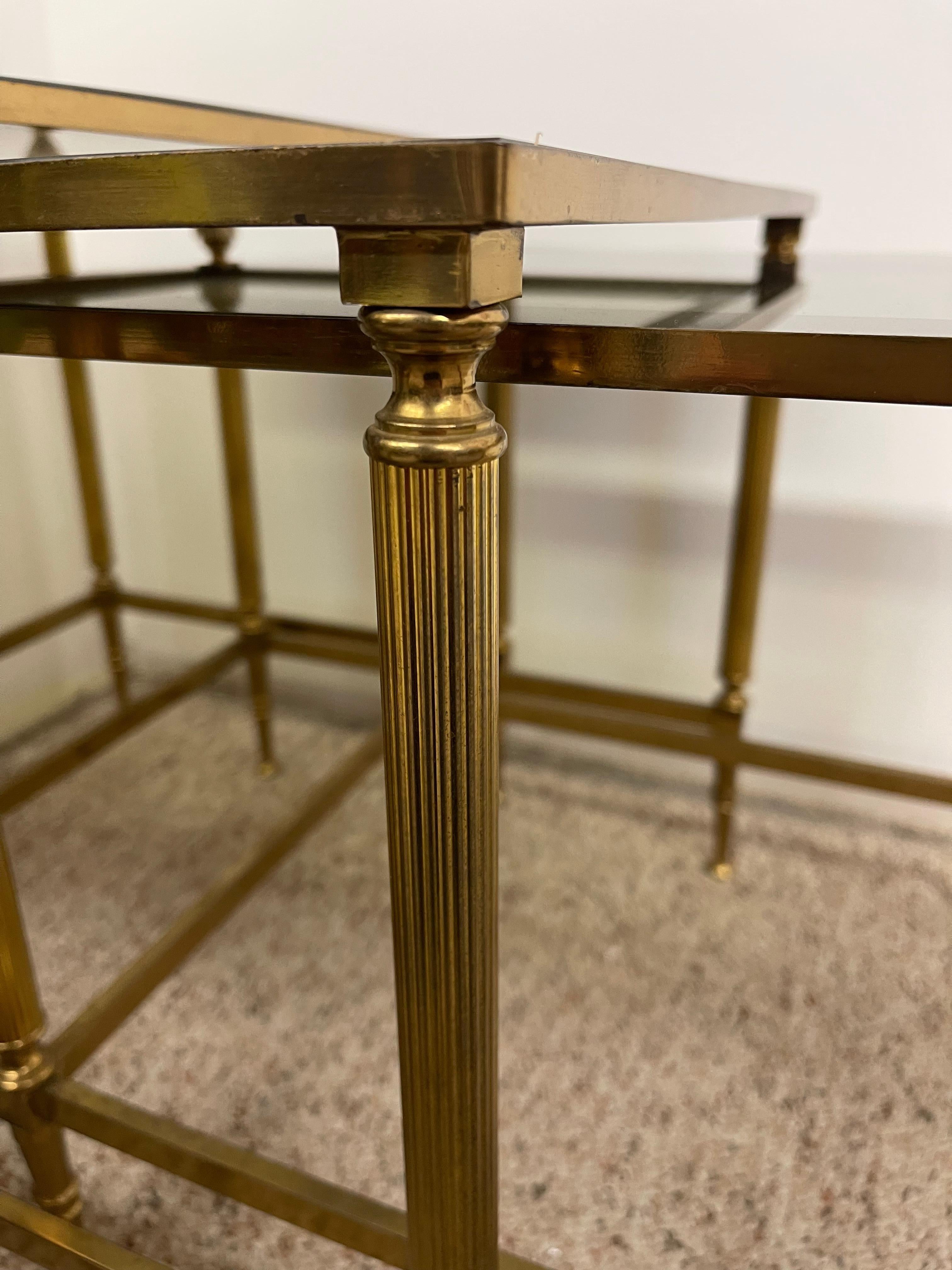 Vintage Mid-Century Modern Smoked Glass Nesting Tables, Set of Three For Sale 4