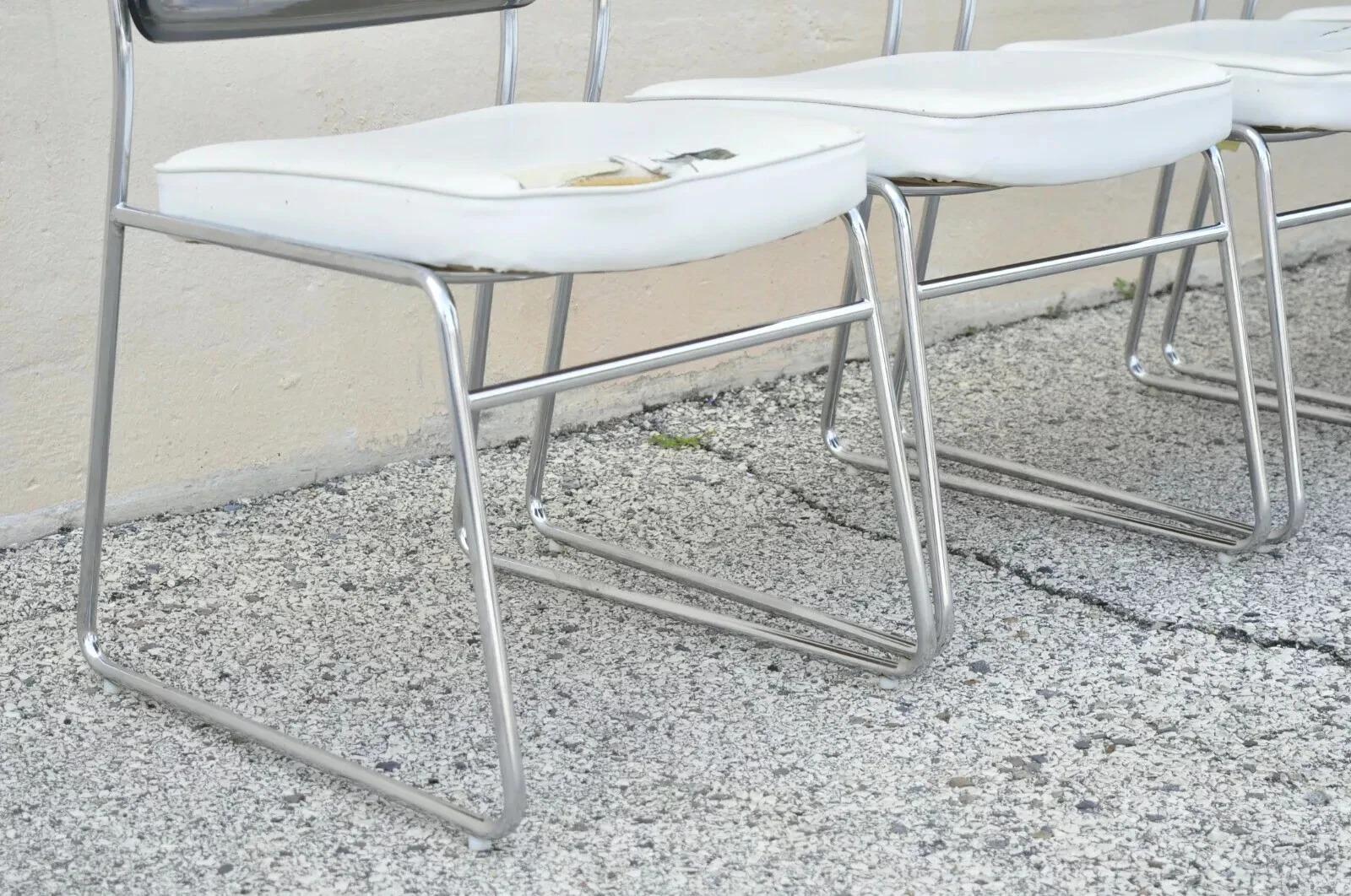 Esszimmerstühle mit Chromrahmen aus geräuchertem Lucite, Mid-Century Modern, 6er-Set im Angebot 4