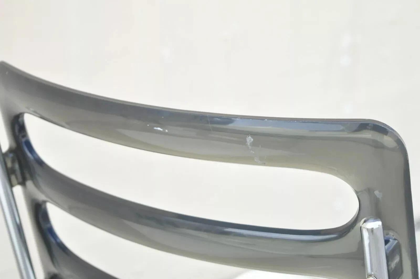 Esszimmerstühle mit Chromrahmen aus geräuchertem Lucite, Mid-Century Modern, 6er-Set im Angebot 5