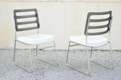 Esszimmerstühle mit Chromrahmen aus geräuchertem Lucite, Mid-Century Modern, 6er-Set