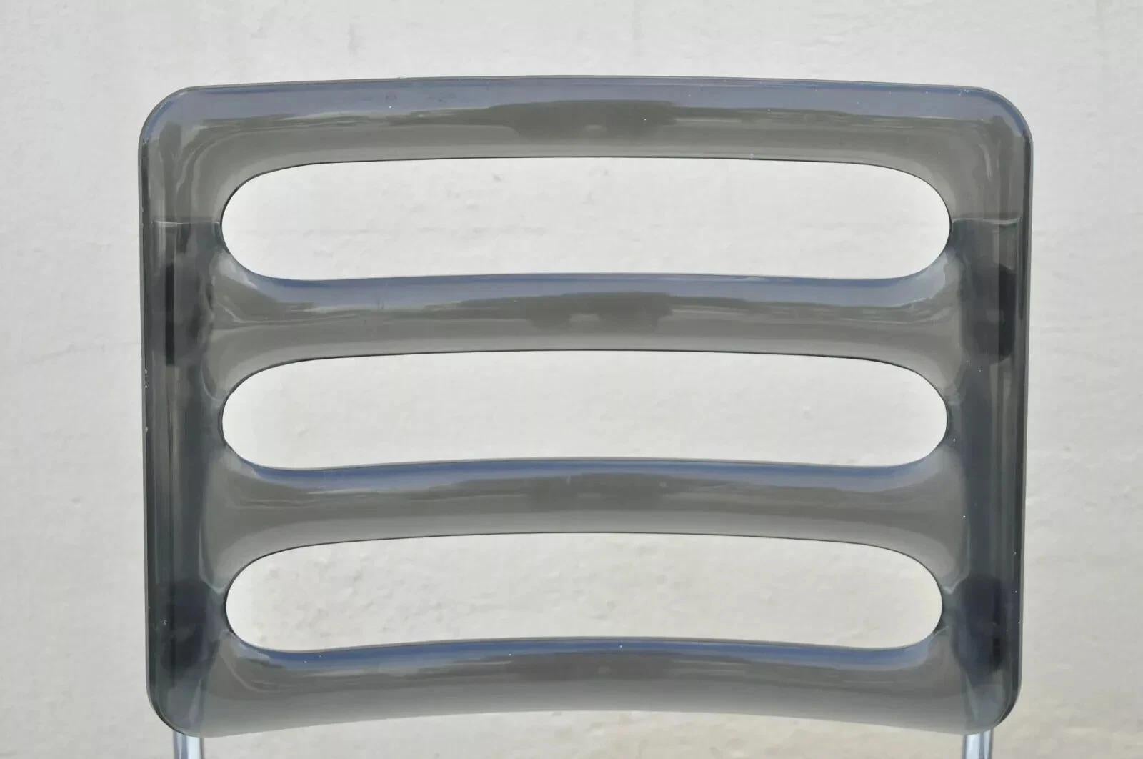 Esszimmerstühle mit Chromrahmen aus geräuchertem Lucite, Mid-Century Modern, 6er-Set im Zustand „Gut“ im Angebot in Philadelphia, PA