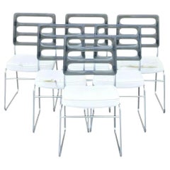 Vintage Mid Century Modern Smoked Lucite Chrome Frame Dining Chairs - Set of 6