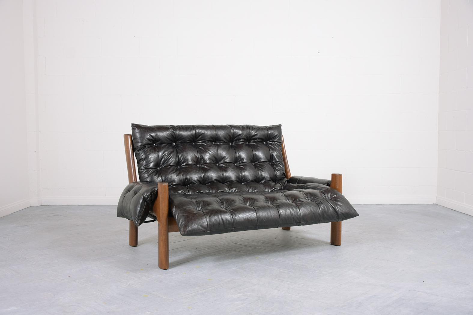 Patinated Mid Century Modern Sofa in the Manner of Sergio Rodrigues
