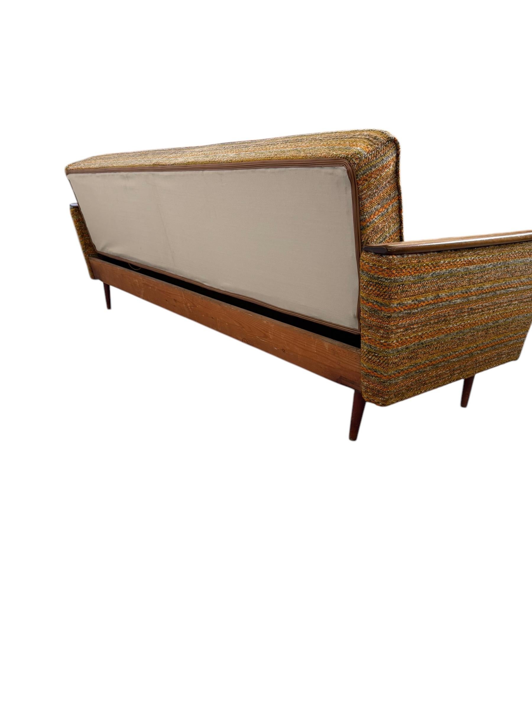 Vintage Mid Century Modern Sofa with Fabric and Vinyl Upholstery German Import For Sale 2
