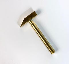 Vintage Mid Century Modern Solid Brass Hammer Corkscrew Wine Opener Italy 1970s