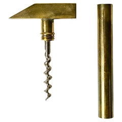 Vintage Mid Century Modern Solid Brass Hammer Corkscrew Wine Opener Italy 1970