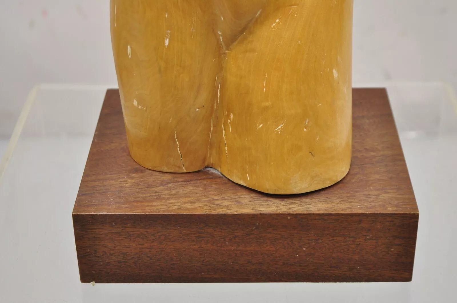 20ième siècle Sculpture de torse de femme nue en bois massif sculpté, moderne du milieu du siècle dernier en vente