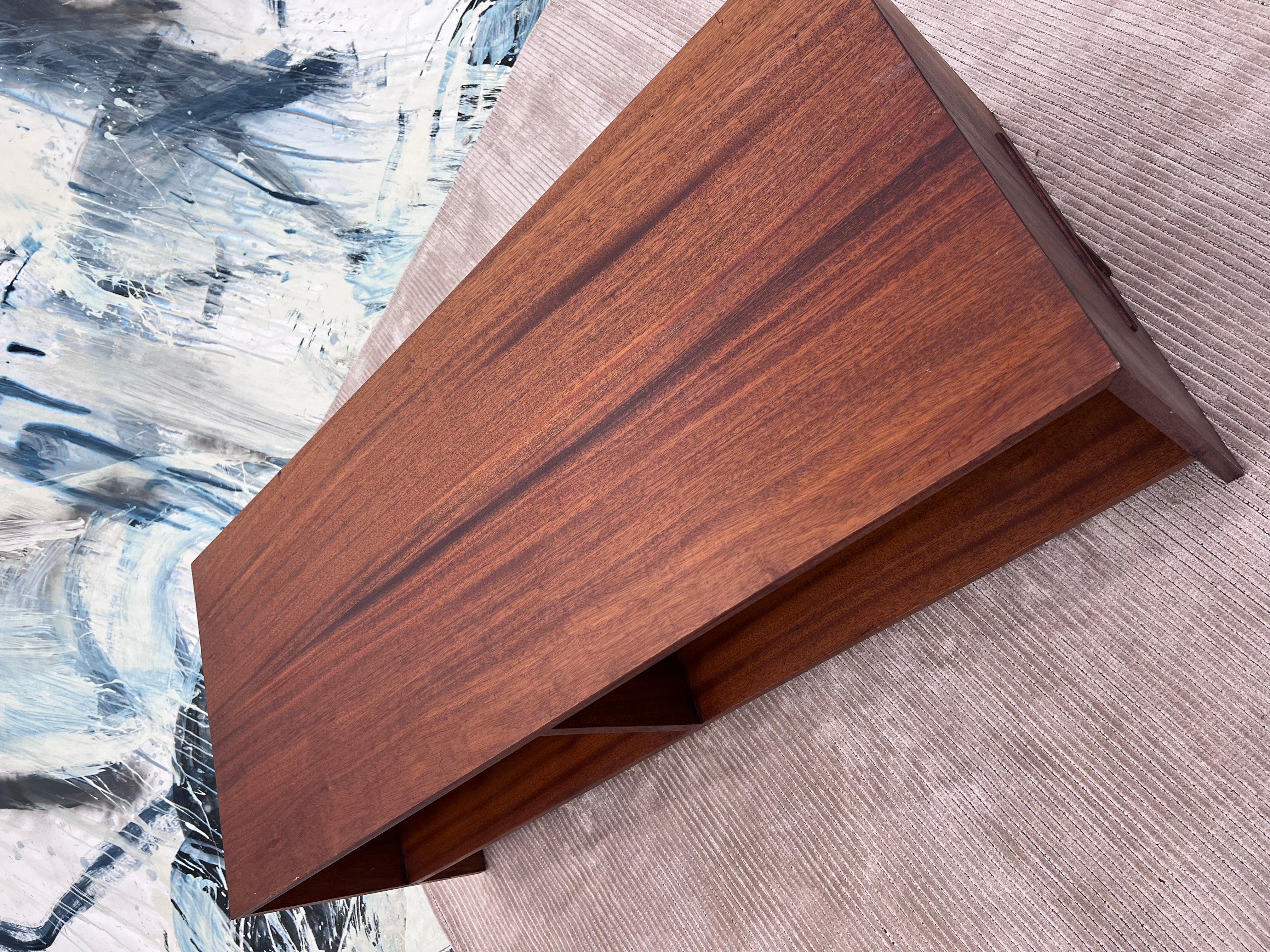 Mahogany Vintage Mid century modern solid mahogany Two-tiered  waterfall coffee table  For Sale
