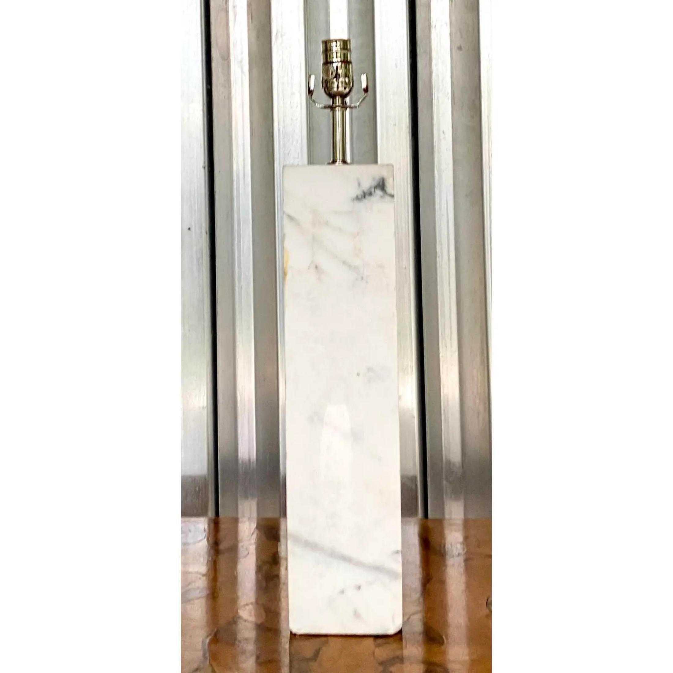 20th Century Vintage Mid-Century Modern Solid Marble Block Lamp