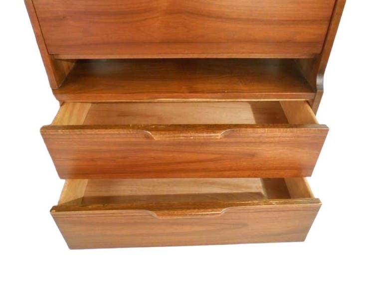 Vintage MidCentury Modern Solid Walnut Book Case Shelf with Writing