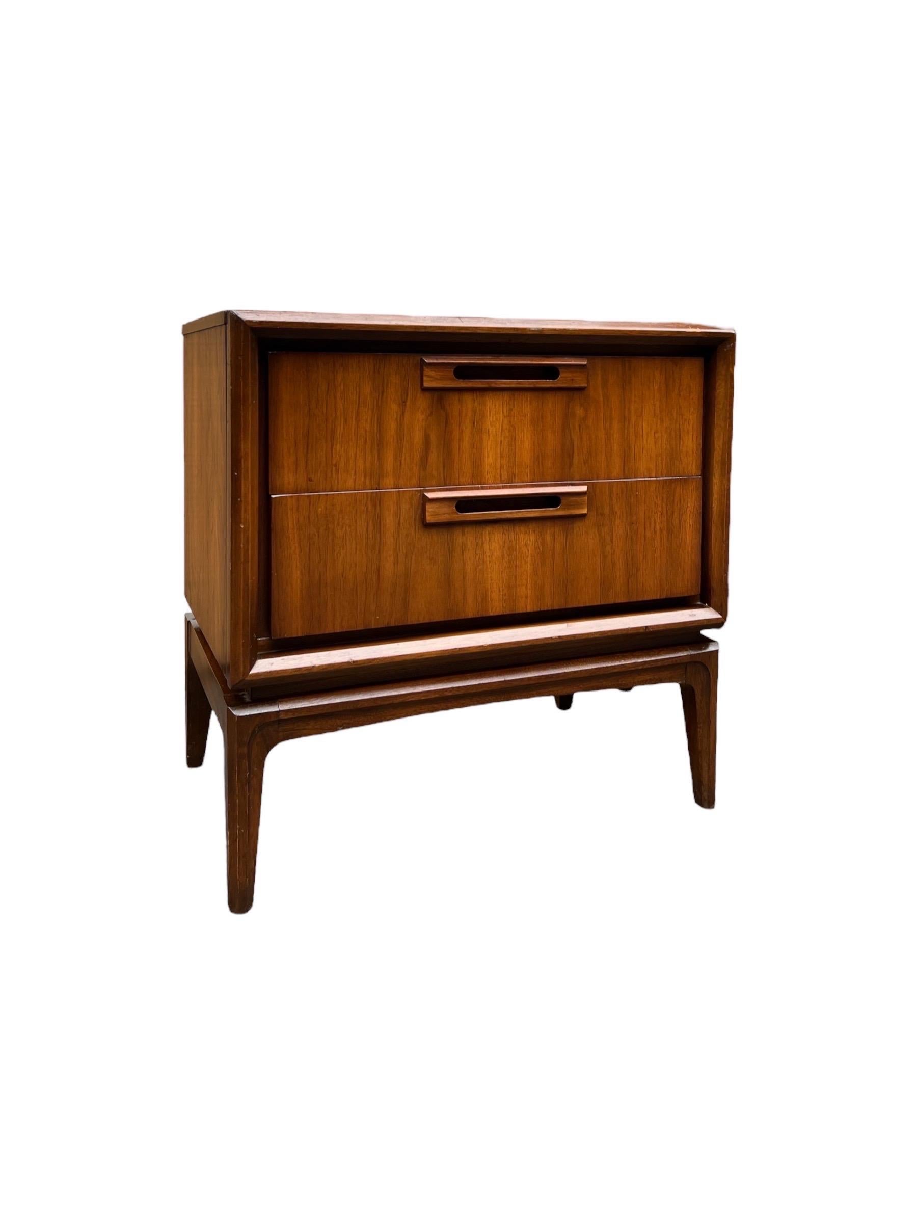 Mid-Century Modern Vintage Mid Century Modern Solid Walnut Dresser and End Table Set For Sale