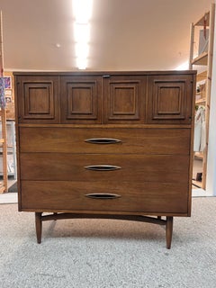 Vintage Mid Century Modern Solid Walnut Dresser by Broyhill Premier Sculptra
