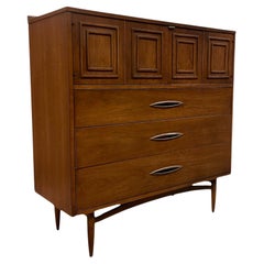 Vintage Mid Century Modern Solid Walnut Dresser by Broyhill Premier Sculptra
