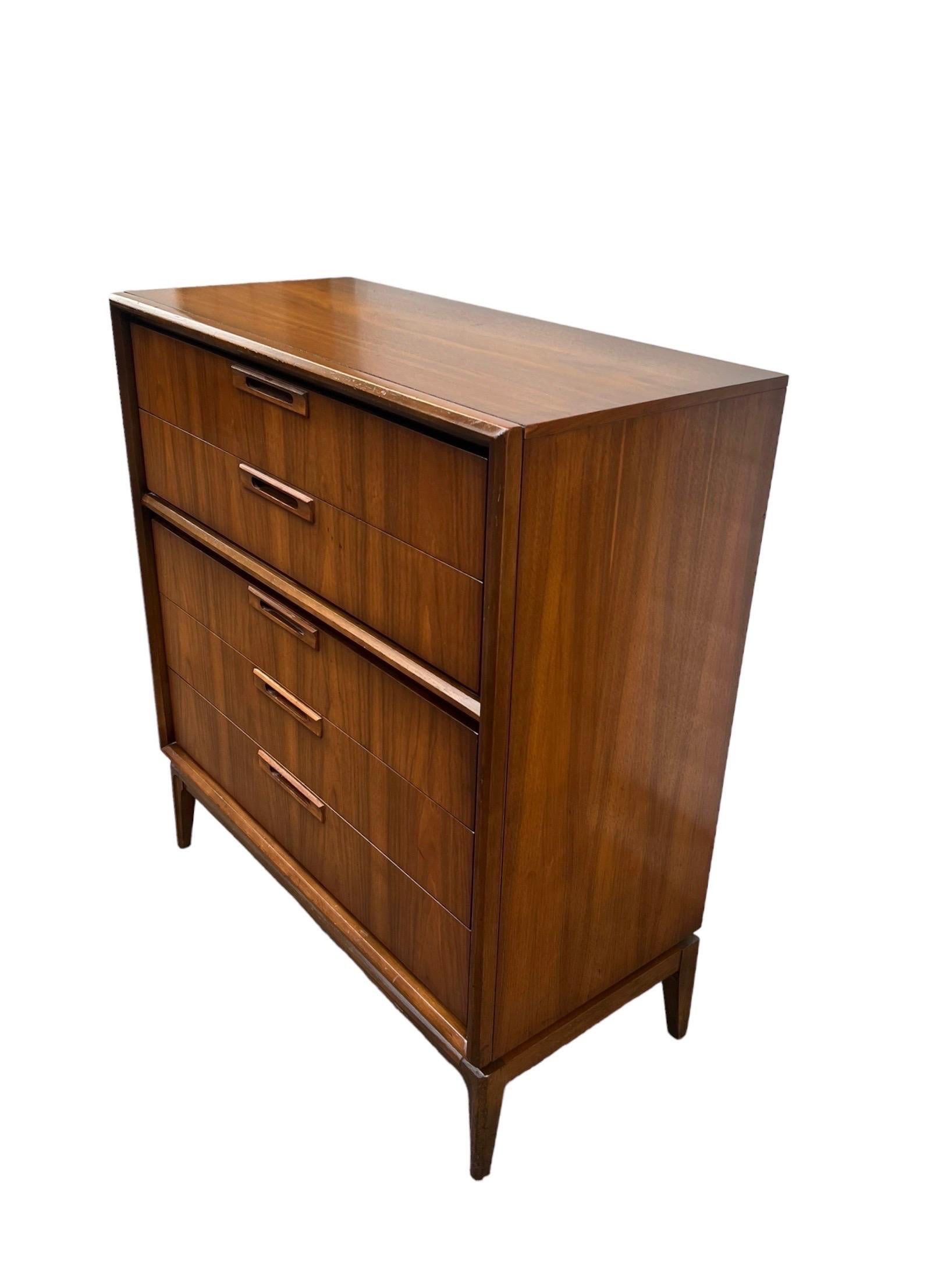 Mid-Century Modern Vintage Mid Century Modern Solid Walnut Dresser Dovetail Drawers by Stanley  For Sale
