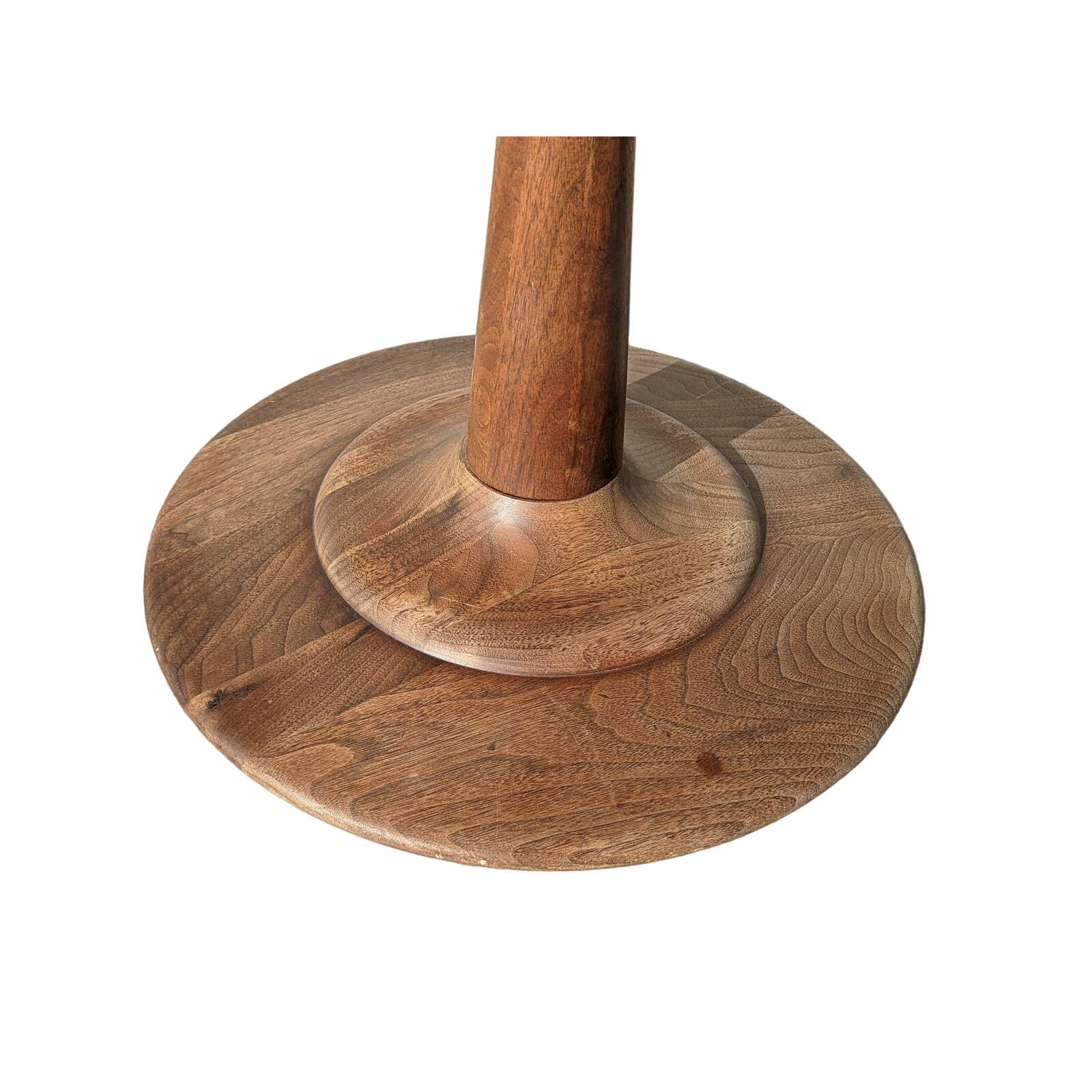 Vintage Mid-Century Modern Solid Walnut Pedestal Side Table, Swivels, 1960s For Sale 3