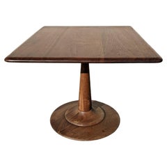 Vintage Mid-Century Modern Solid Walnut Pedestal Side Table, Swivels, 1960s