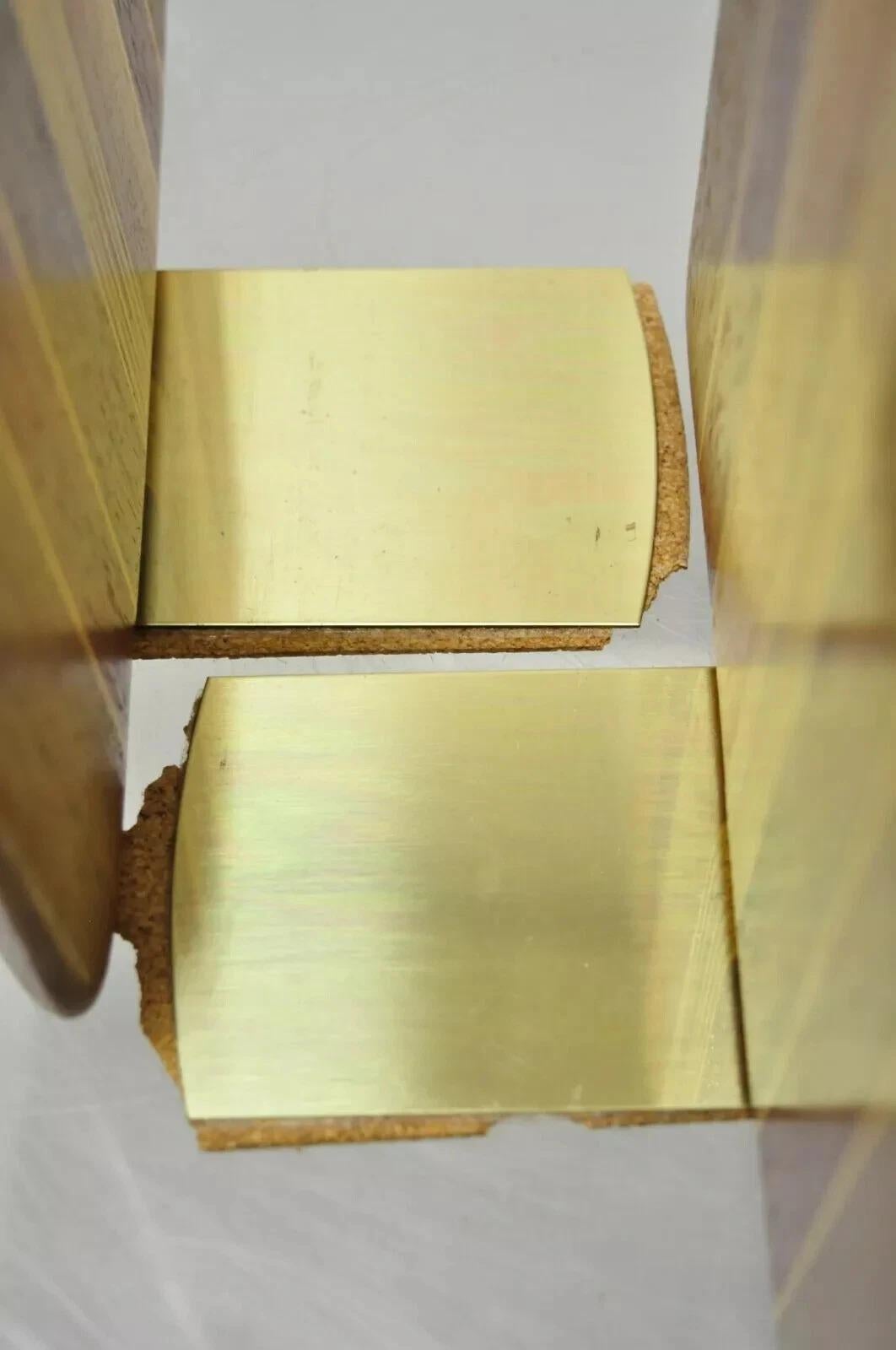 Fermalibri modernisti curvi e intarsiati in legno massiccio del Mid Century Modern - una coppia in vendita 1